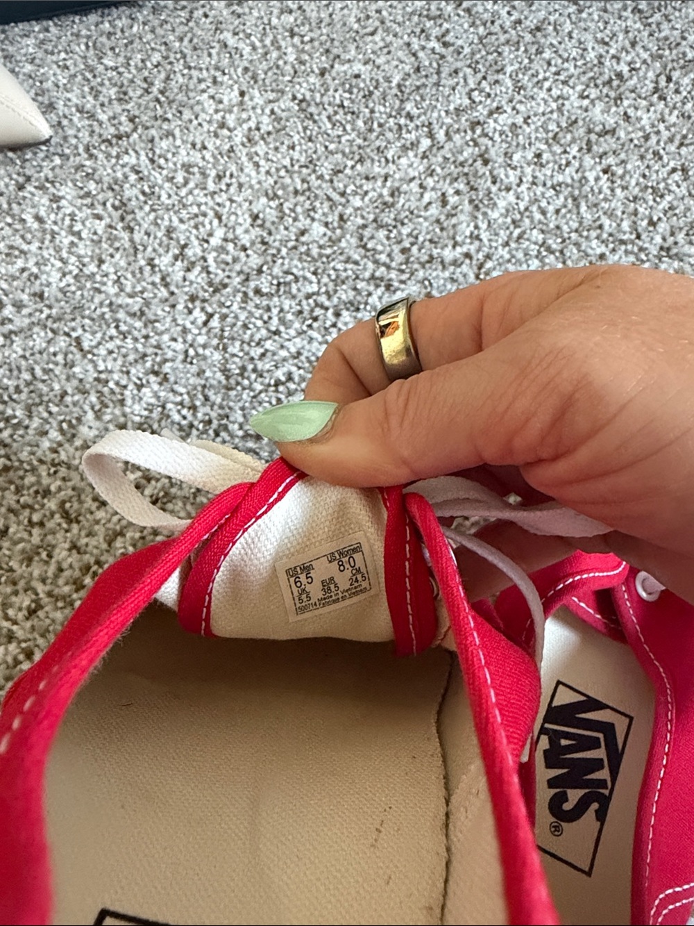 Vans Red Canvas Low-Top Sneakers with White Laces - Picture 5 of 6